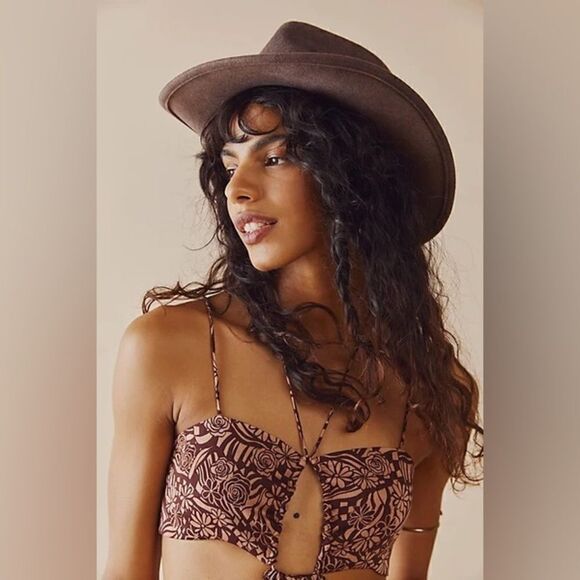NWT FREE PEOPLE TRAIL SHADED COWBOY HAT X MOSSANT IN TOBACCO - Picture 1 of 4